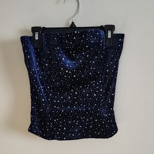 Scott McClintock Corset Zip Back Navy Blue With Silver Sparkle Design Womens S